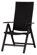 Havestol i sort aluminium og rattan 